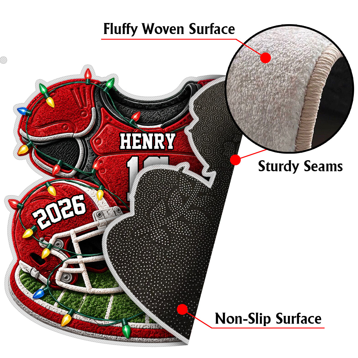 Weihnachtsfußball - Personalisierter rutschfester Teppich
