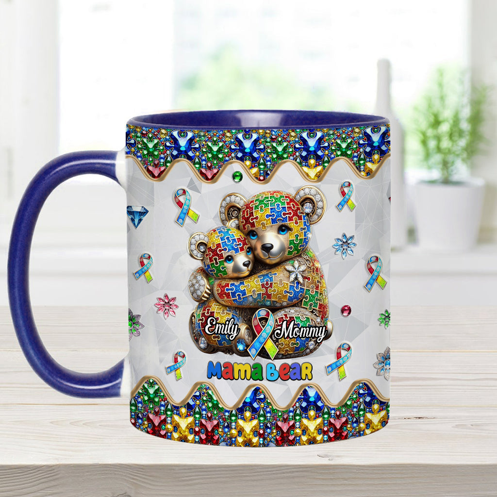 Mama Bär – Personalisierte Tasse mit Akzent für Autismus-Bewusstsein