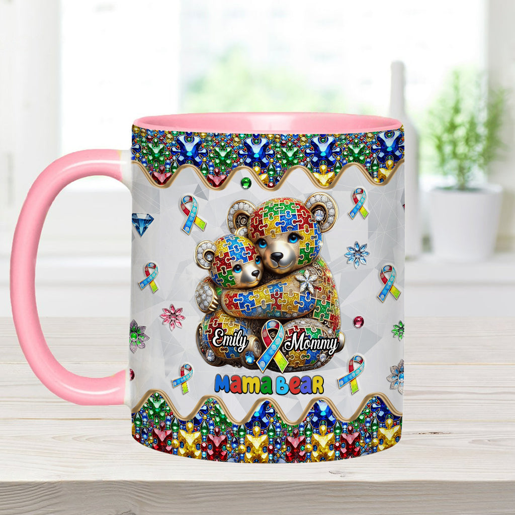 Mama Bär – Personalisierte Tasse mit Akzent für Autismus-Bewusstsein