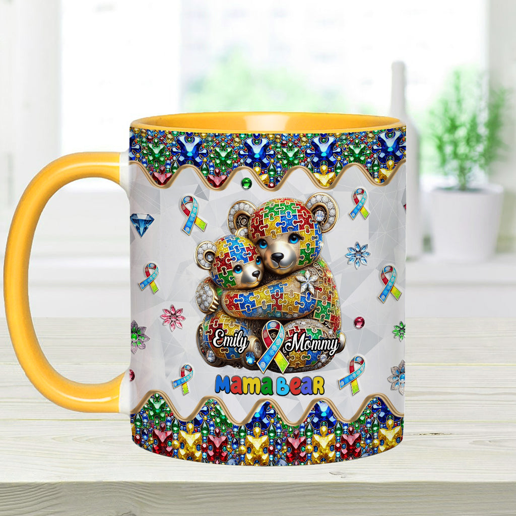 Mama Bär – Personalisierte Tasse mit Akzent für Autismus-Bewusstsein
