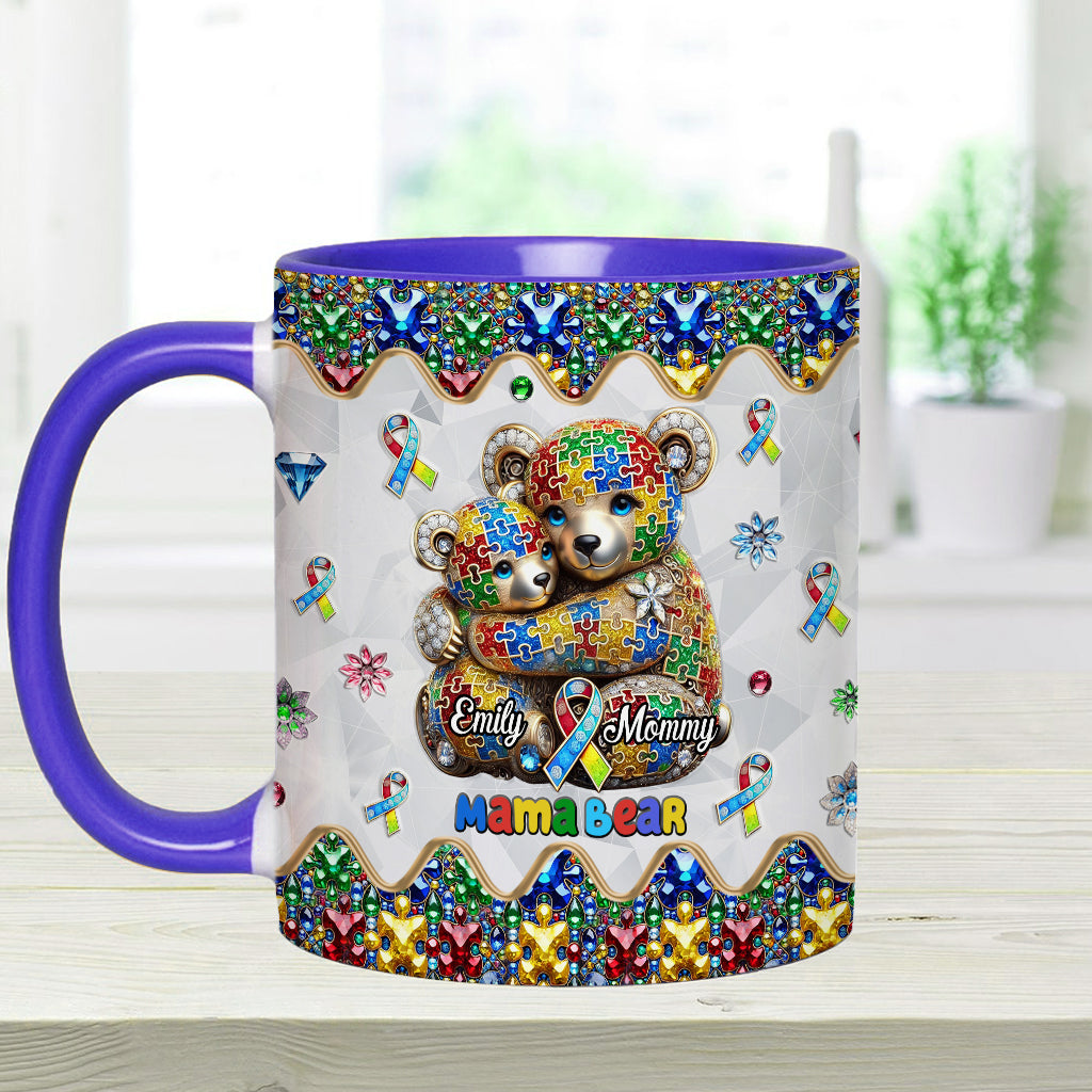 Mama Bär – Personalisierte Tasse mit Akzent für Autismus-Bewusstsein