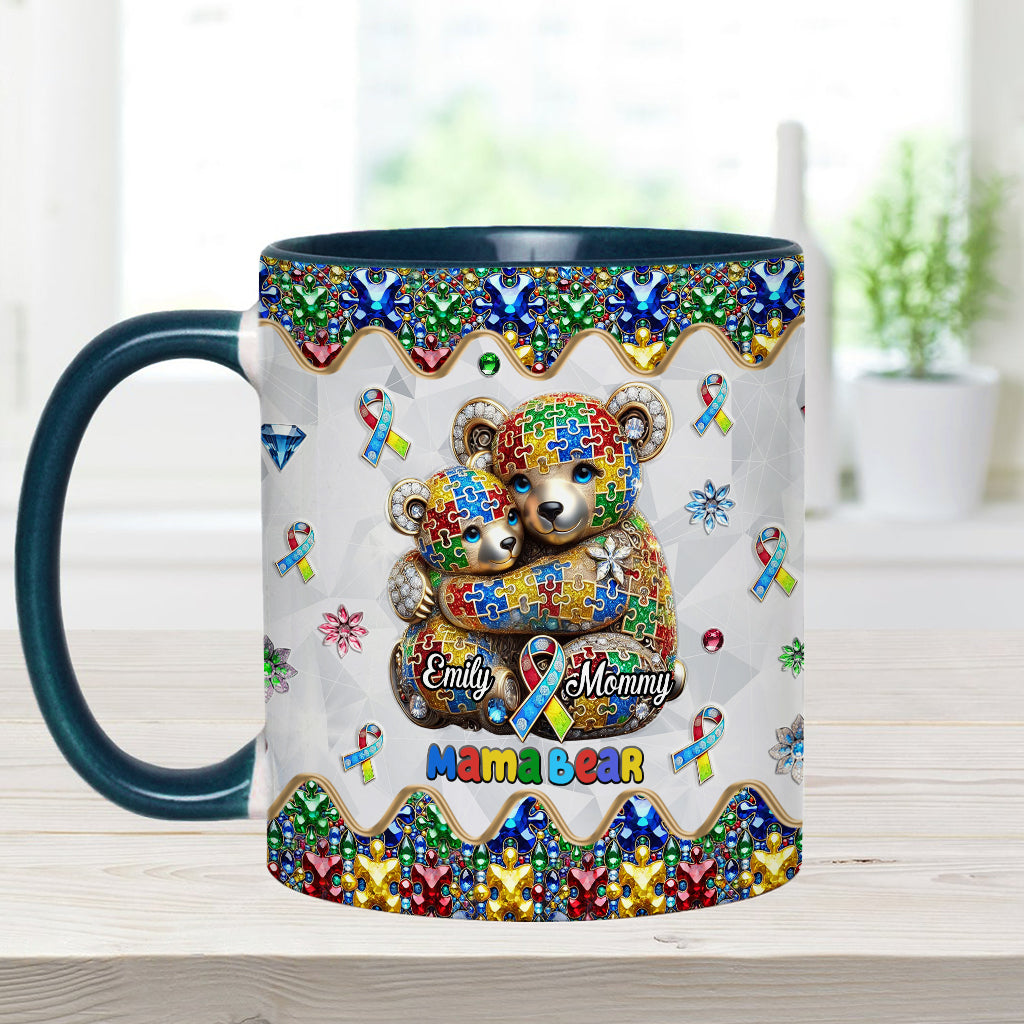 Mama Bär – Personalisierte Tasse mit Akzent für Autismus-Bewusstsein