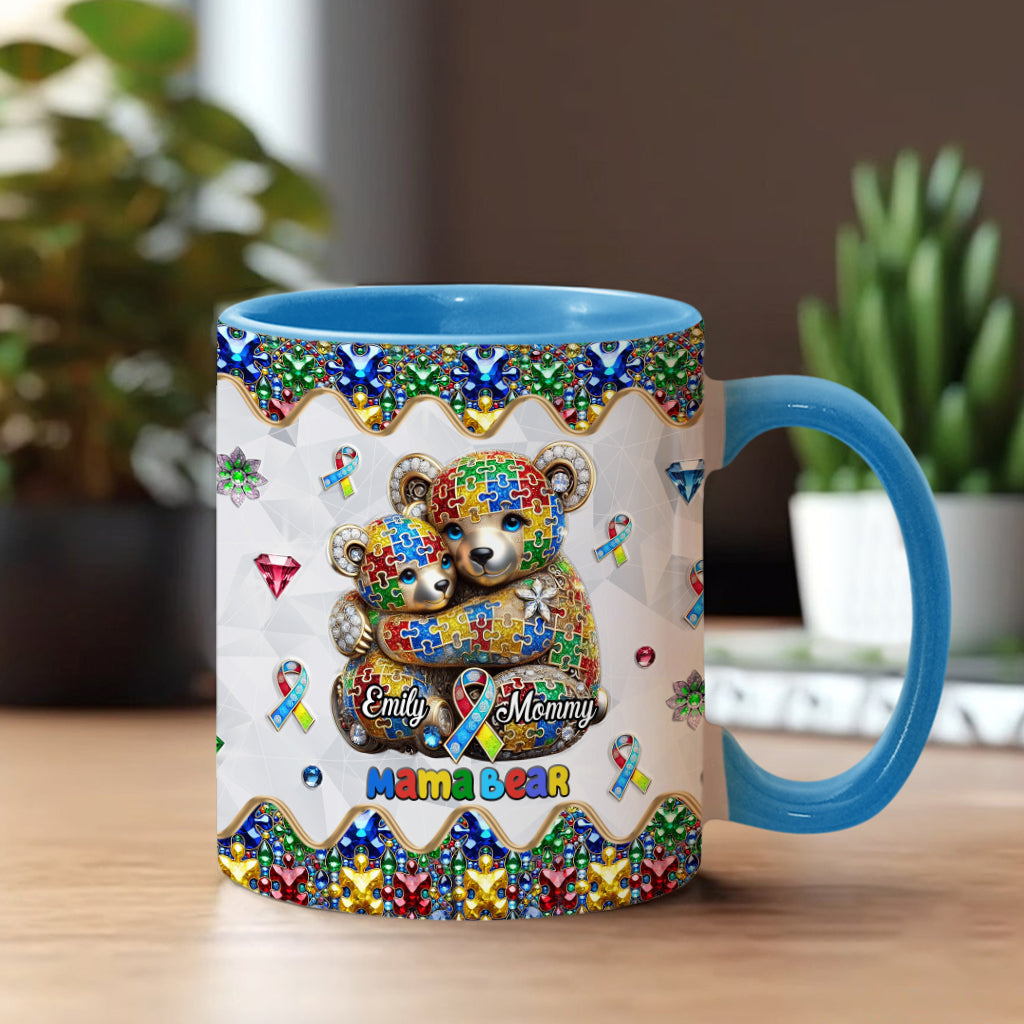 Mama Bär – Personalisierte Tasse mit Akzent für Autismus-Bewusstsein