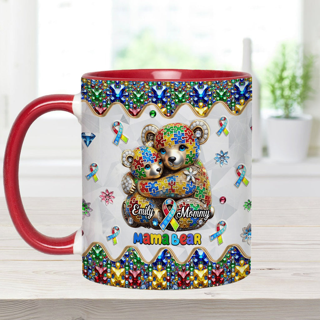 Mama Bär – Personalisierte Tasse mit Akzent für Autismus-Bewusstsein
