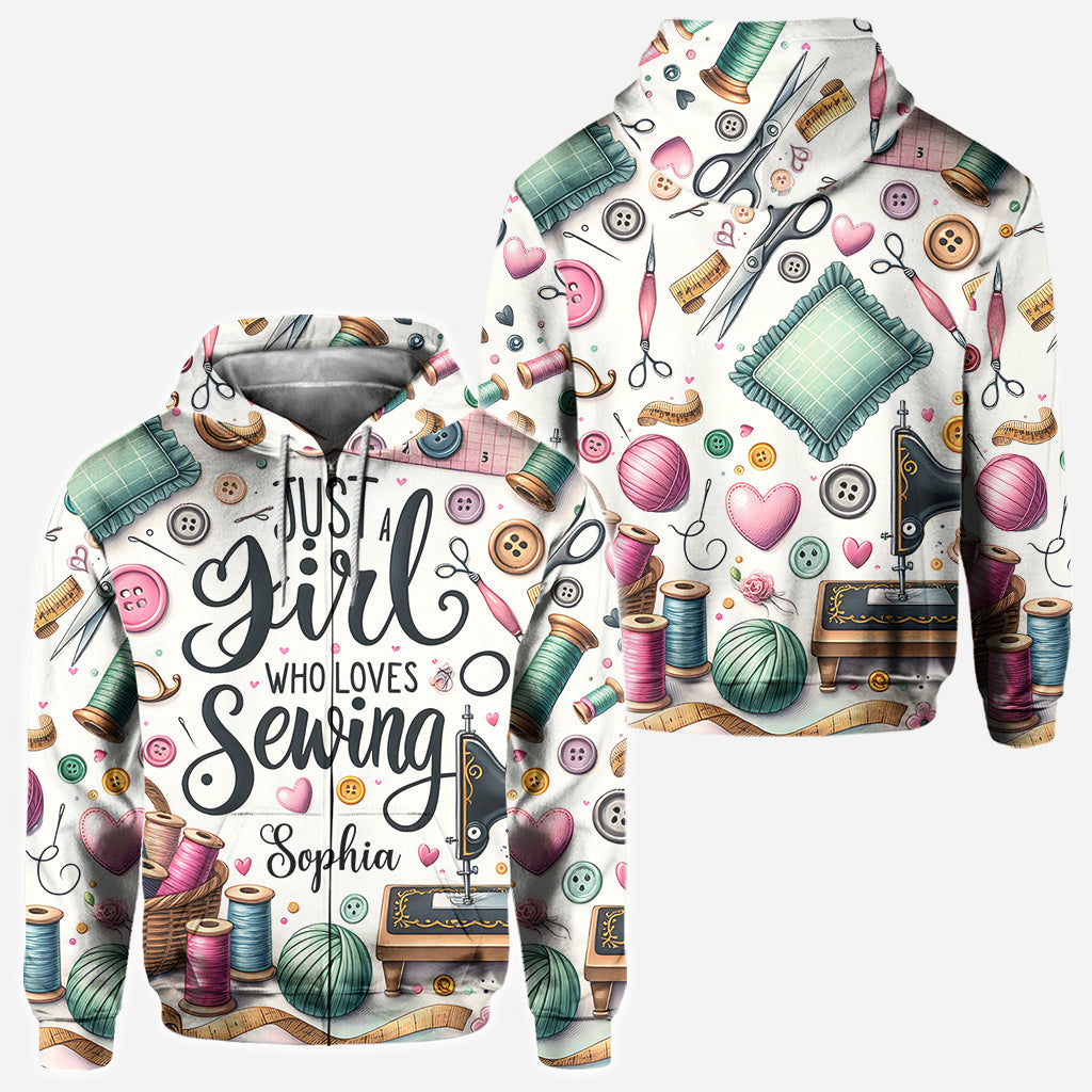 Einfach ein Mädchen, das Nähen liebt – personalisiertes Näh-Shirt