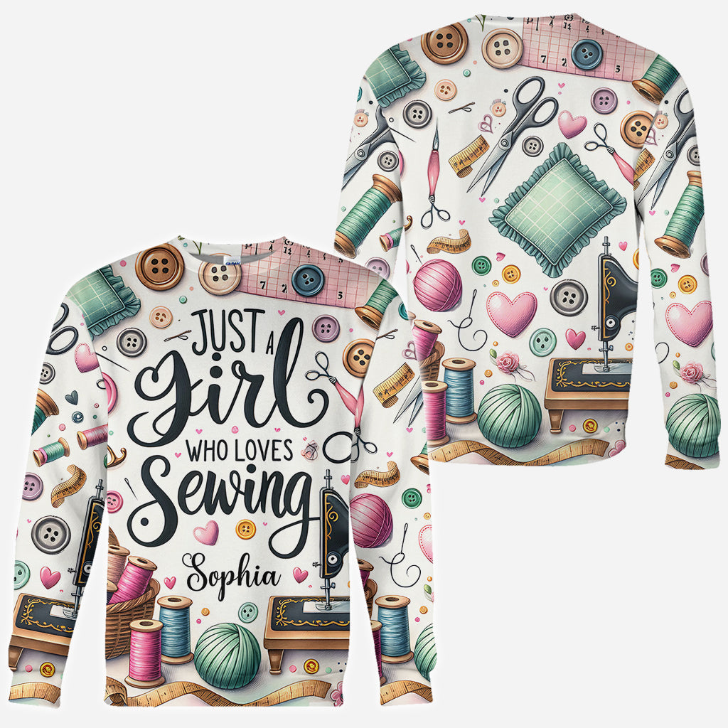 Einfach ein Mädchen, das Nähen liebt – personalisiertes Näh-Shirt