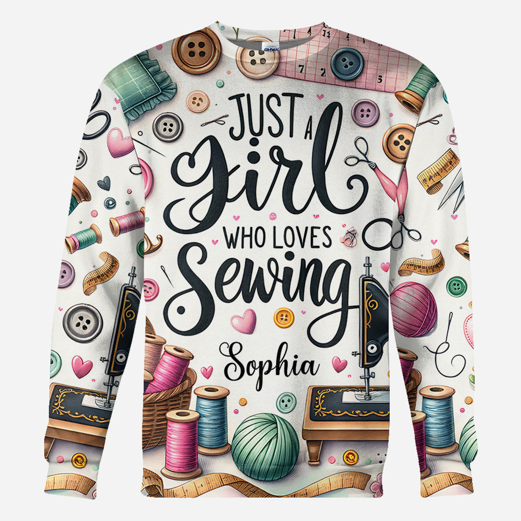 Einfach ein Mädchen, das Nähen liebt – personalisiertes Näh-Shirt