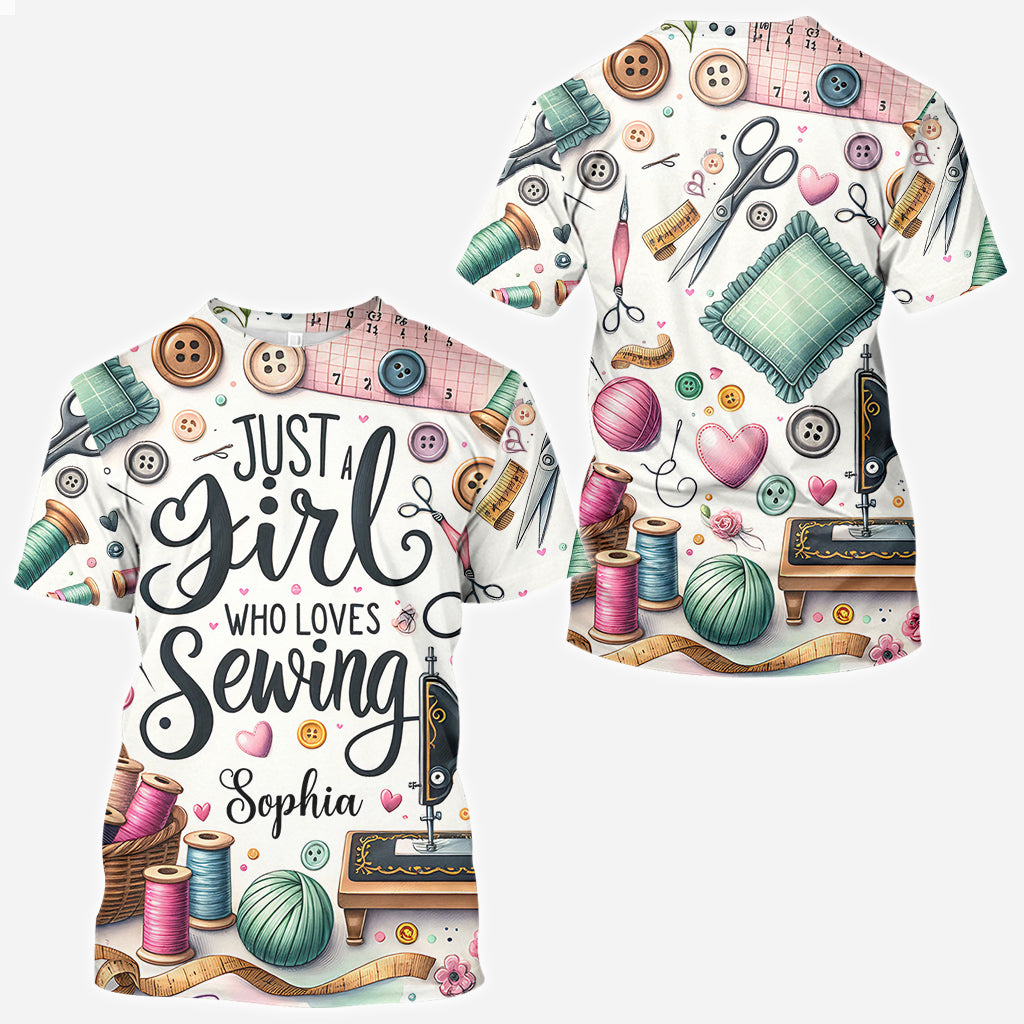 Einfach ein Mädchen, das Nähen liebt – personalisiertes Näh-Shirt