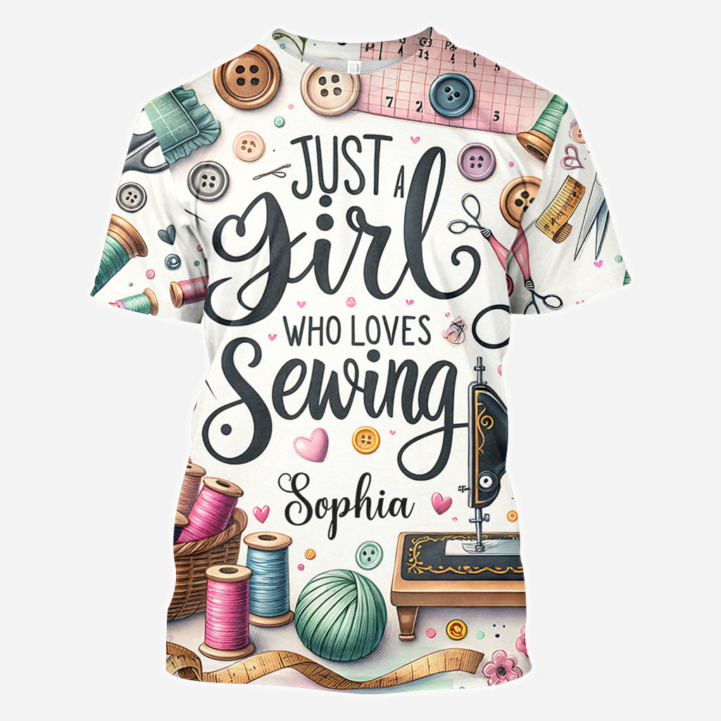 Einfach ein Mädchen, das Nähen liebt – personalisiertes Näh-Shirt