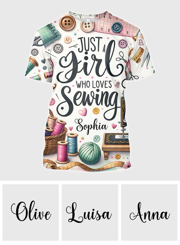 Einfach ein Mädchen, das Nähen liebt – personalisiertes Näh-Shirt