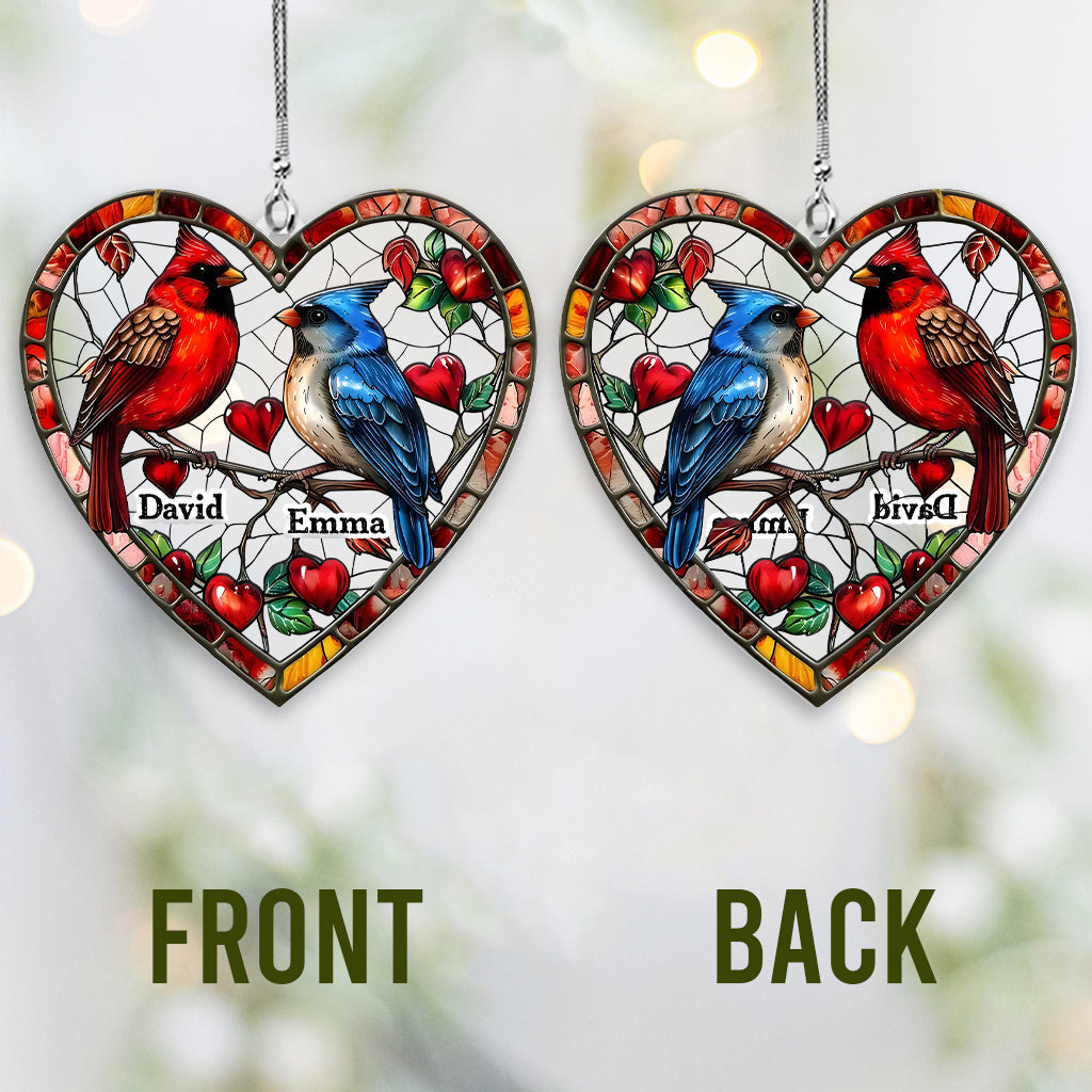 Hübsches Kolibri-Pärchen – Personalisierter transparenter Autoanhänger für Paare