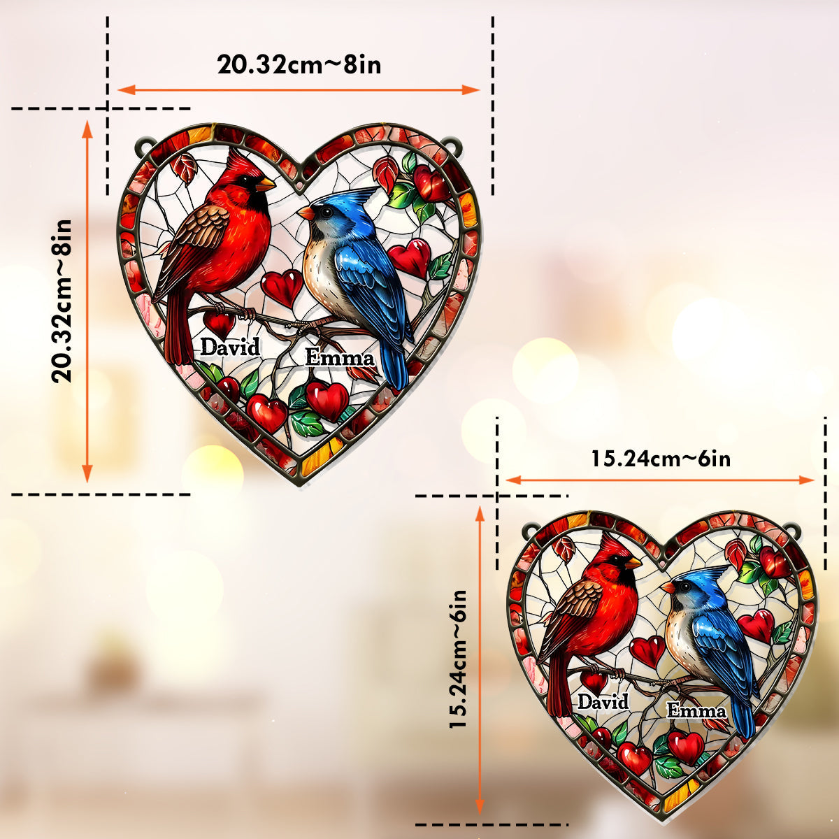 Hübsches Kolibri-Pärchen – Personalisierter Fensterhänger mit Sonnenfänger-Motiv