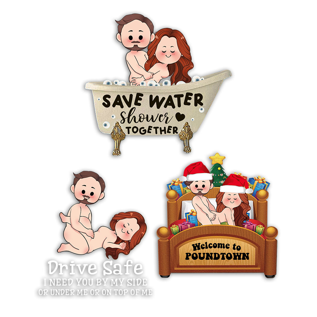 „Naughty Naughty“ – Geschenk für Ehemann und Ehefrau – Personalisierter Aufkleber (gestanzt)