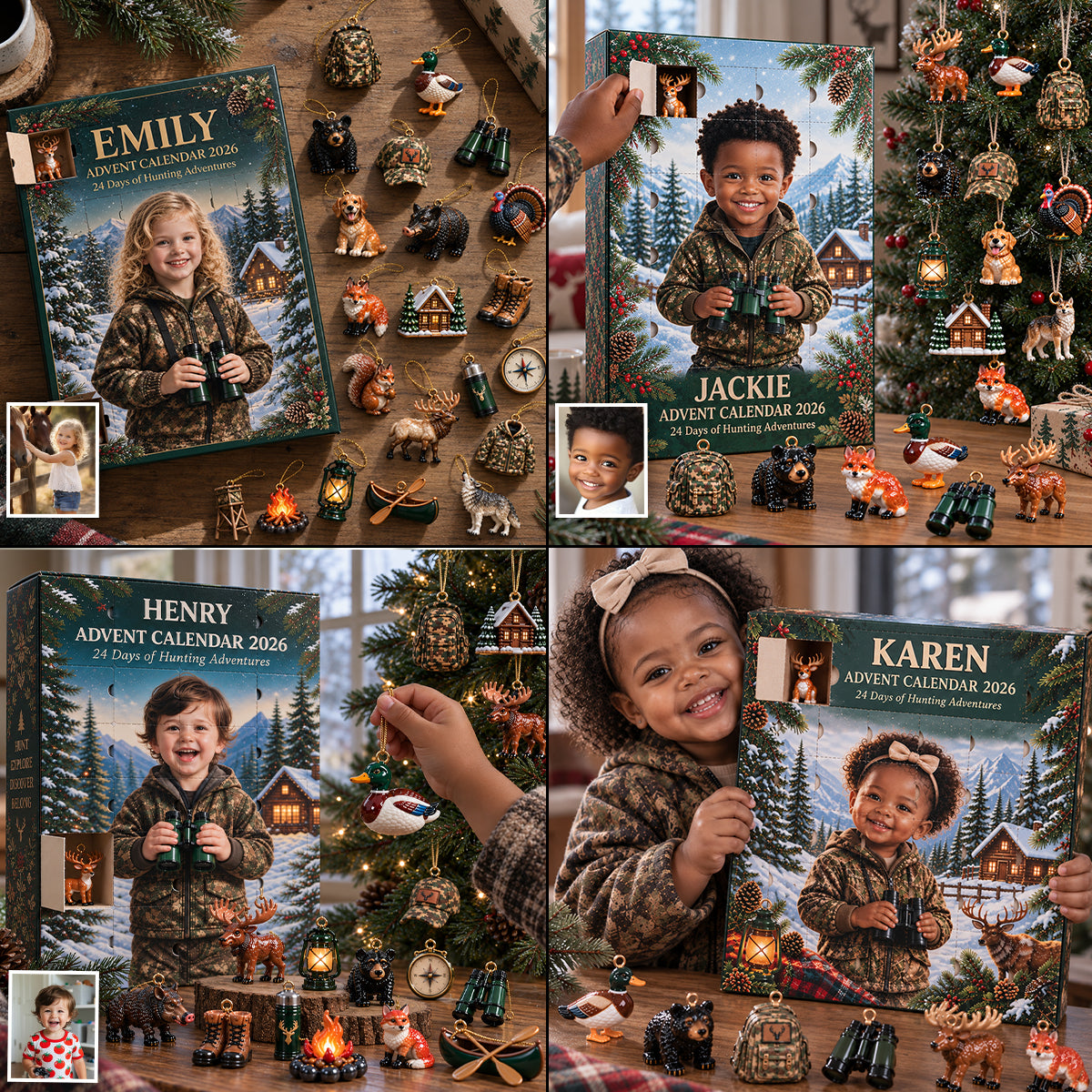 24 Tage Jagdabenteuer - Personalisierter Adventskalender mit 3D Sammlerstücken