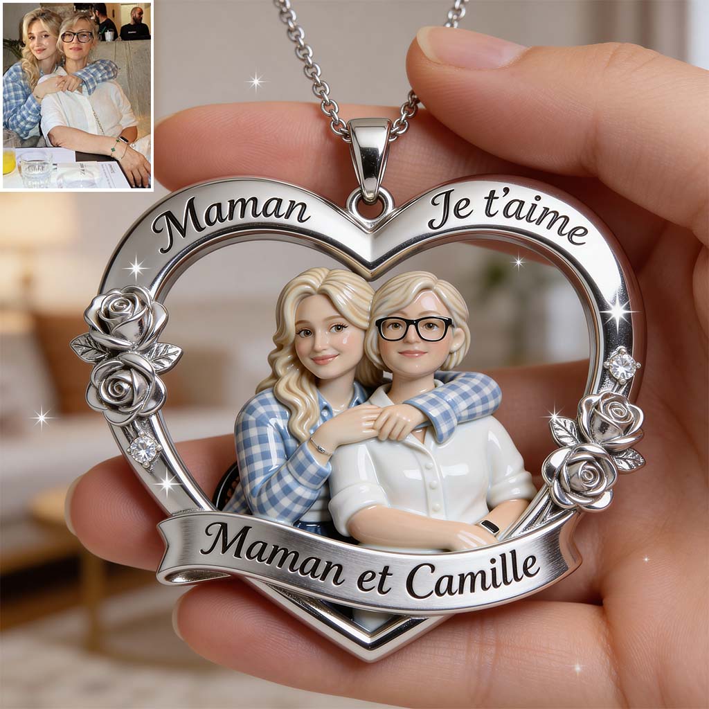 Maman Je t'aime – Personalisiertes Collier mit Anhänger aus Metall in Form von Mère