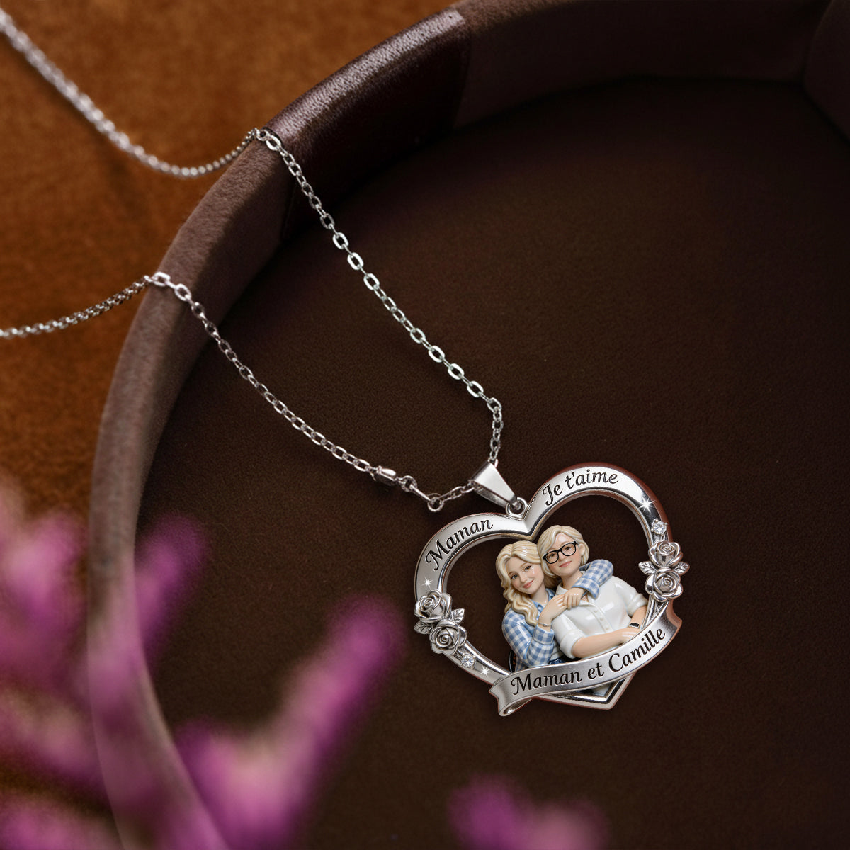 Maman Je t'aime – Personalisiertes Collier mit Anhänger aus Metall in Form von Mère