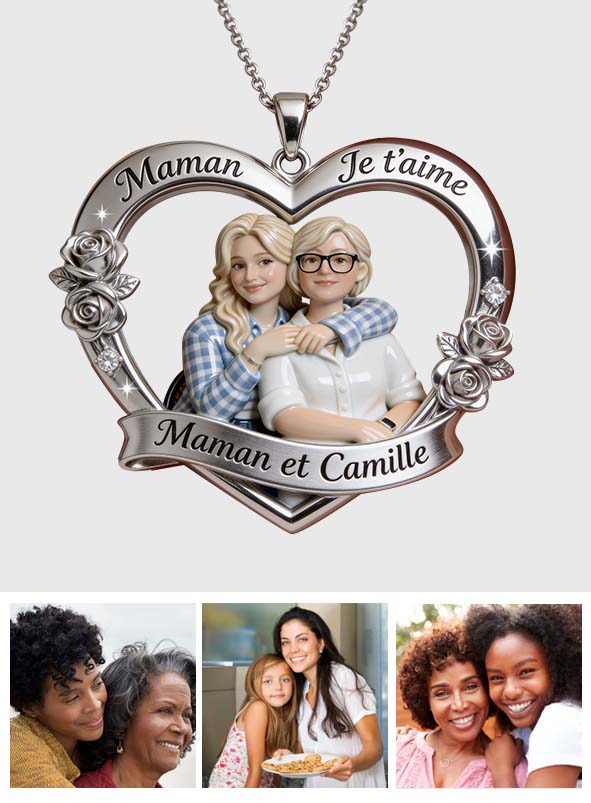Maman Je t'aime – Personalisiertes Collier mit Anhänger aus Metall in Form von Mère
