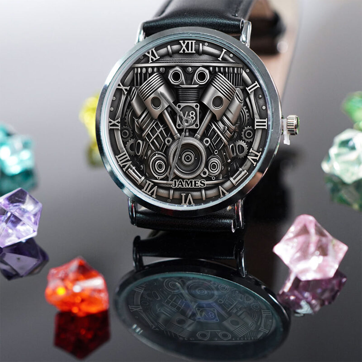 Leistungsstarker V8-Motor – Personalisierte Armbanduhr für Autoliebhaber