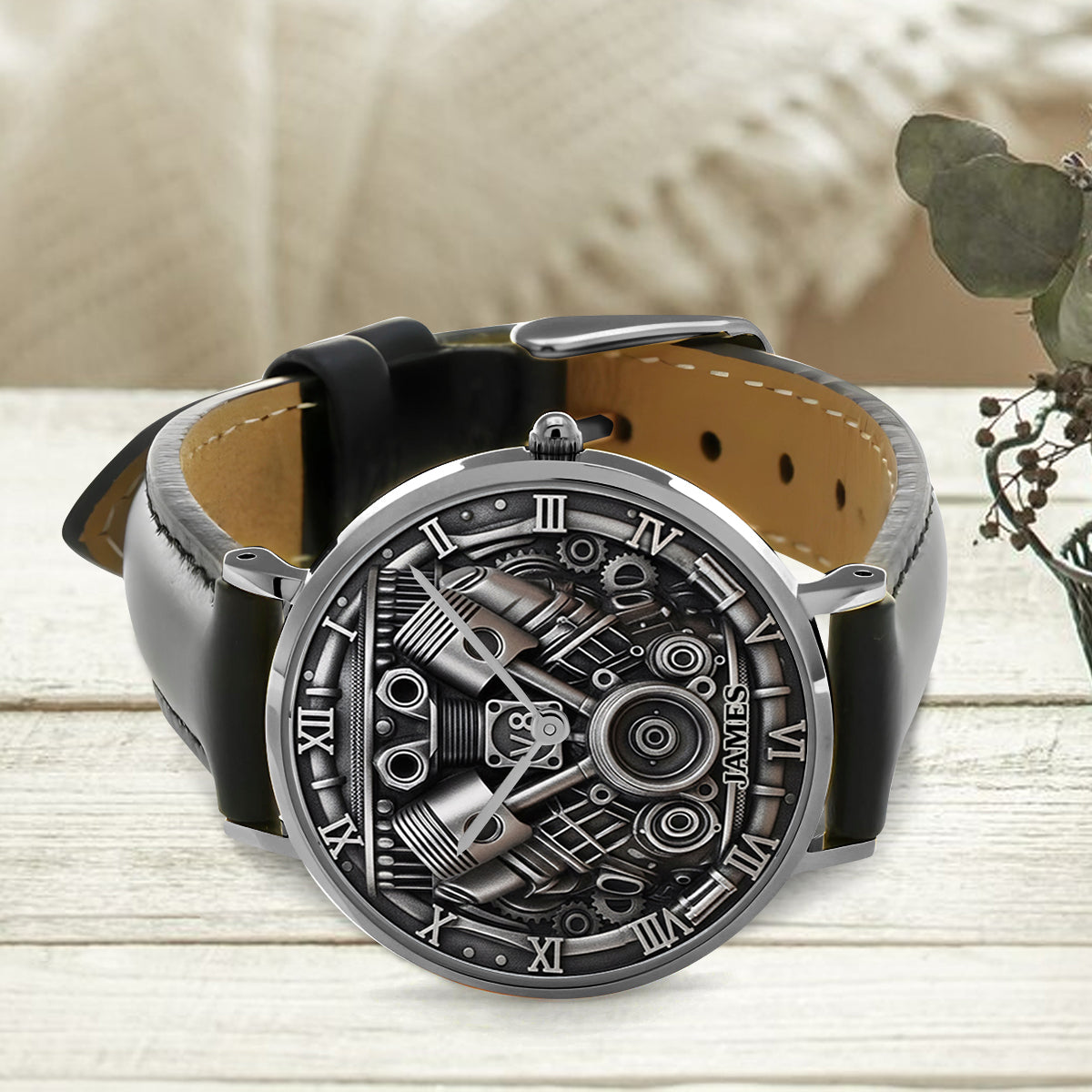 Leistungsstarker V8-Motor – Personalisierte Armbanduhr für Autoliebhaber