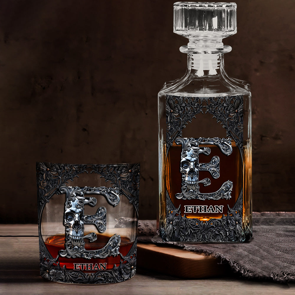Totenkopf-Namensanfangsbuchstabe - Personalisiertes Totenkopf-Whiskyglas