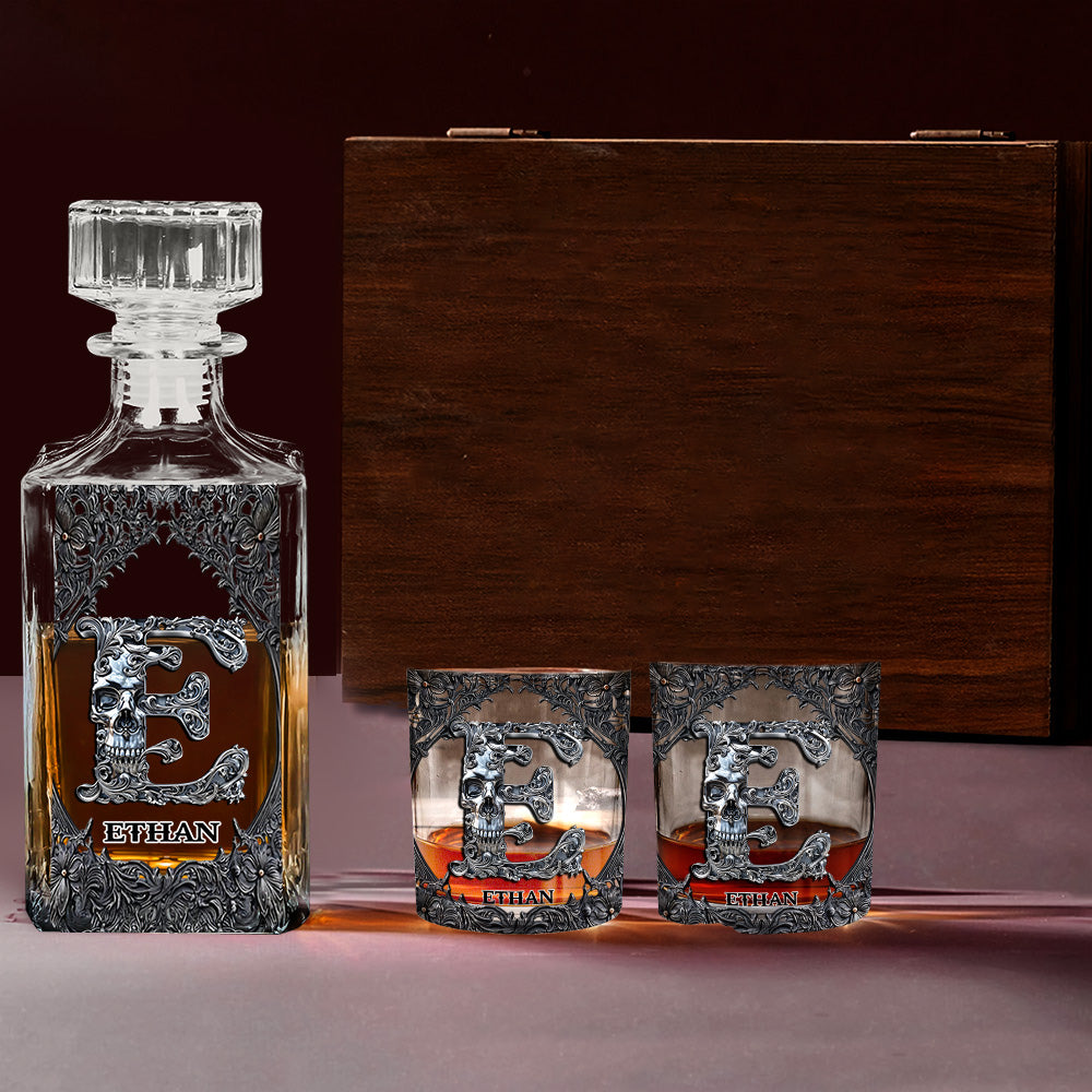Totenkopf-Namensanfangsbuchstabe - Personalisiertes Totenkopf-Whiskyglas