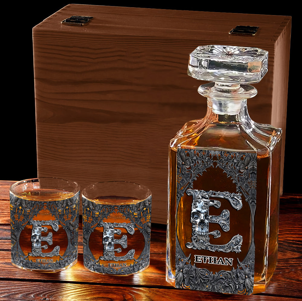 Totenkopf-Namensanfangsbuchstabe - Personalisiertes Totenkopf-Whiskyglas