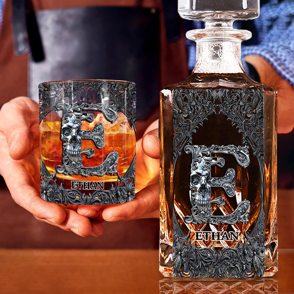 Totenkopf-Namensanfangsbuchstabe - Personalisiertes Totenkopf-Whiskyglas