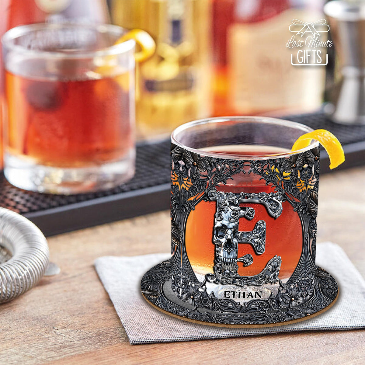 Totenkopf-Namensanfangsbuchstabe - Personalisiertes Totenkopf-Whiskyglas