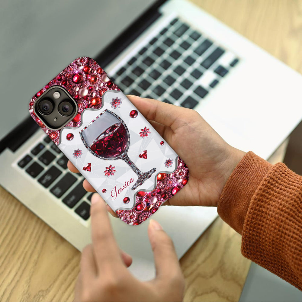 Einfach ein Mädchen, das Wein liebt – Personalisierte Handyhülle mit Weinmotiv