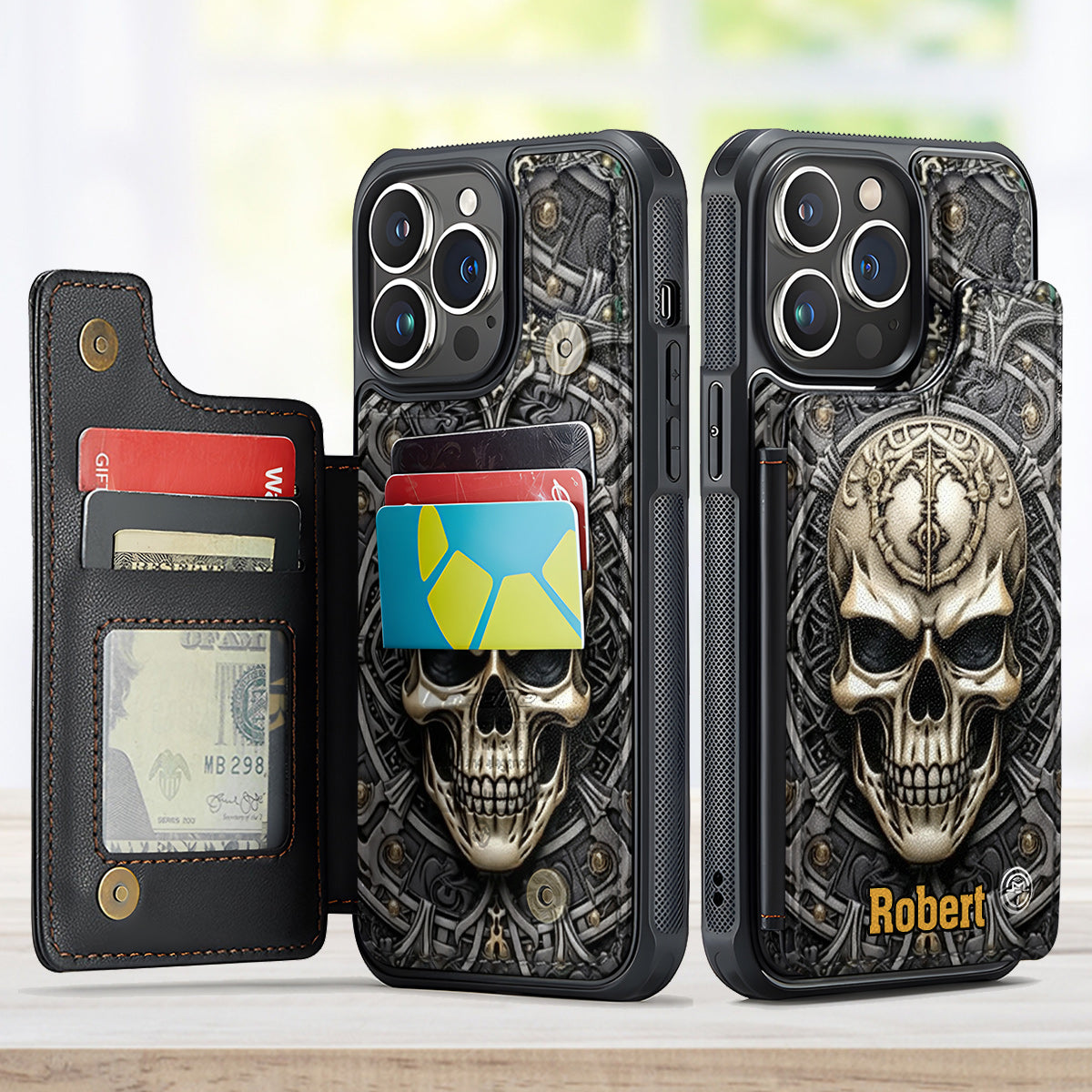 Cool Skull - Personalized Skull Fully Printed Wallet Phone Case