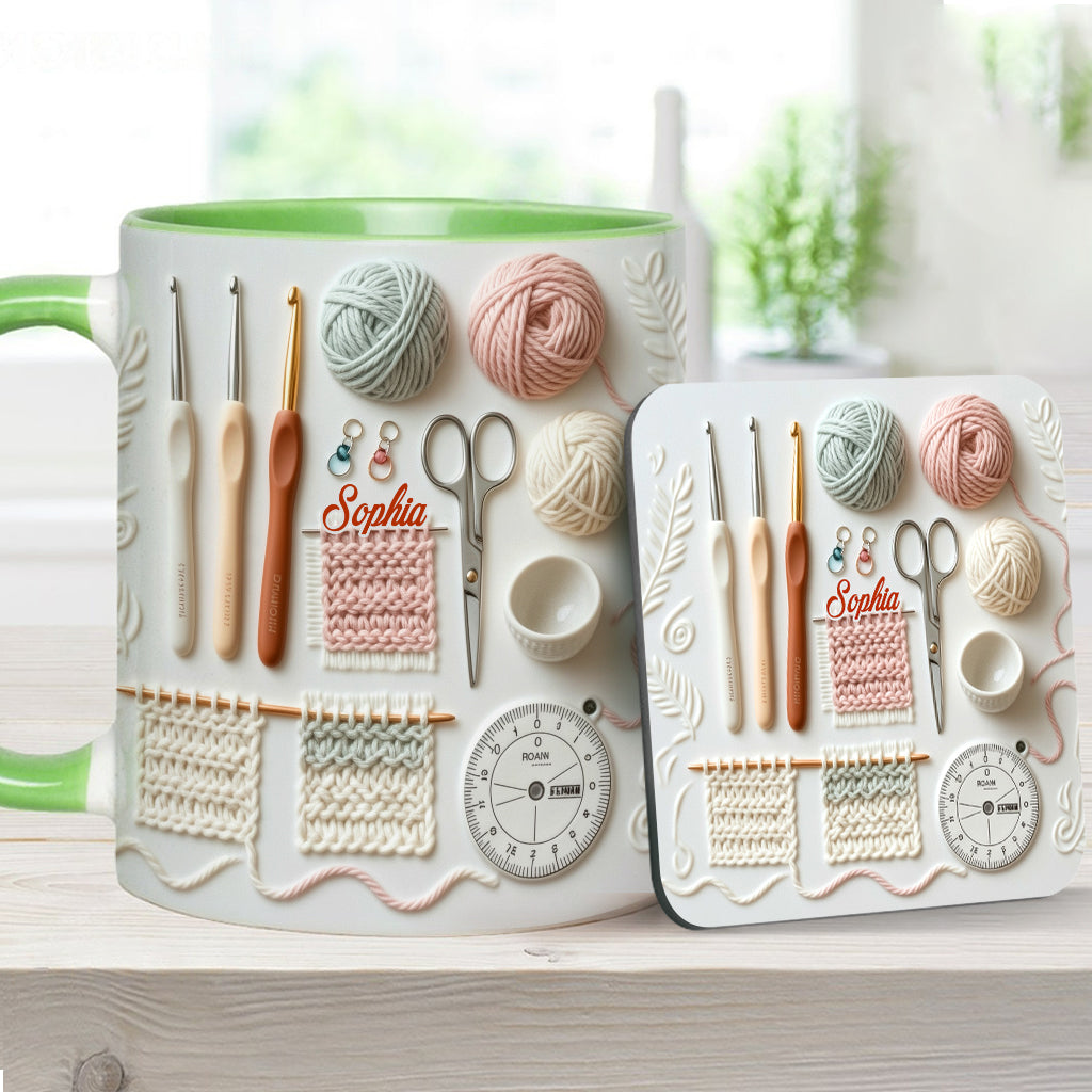 Ich liebe Häkeln – Personalisierte Tasse mit Häkelmotiv