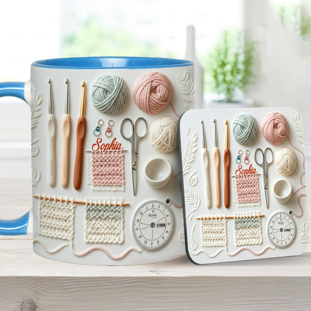 Ich liebe Häkeln – Personalisierte Tasse mit Häkelmotiv