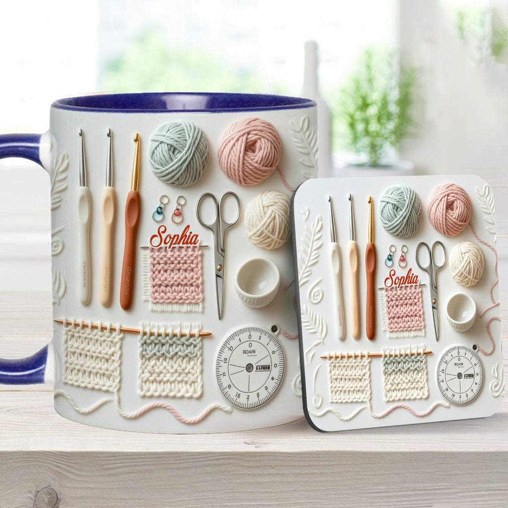 Ich liebe Häkeln – Personalisierte Tasse mit Häkelmotiv