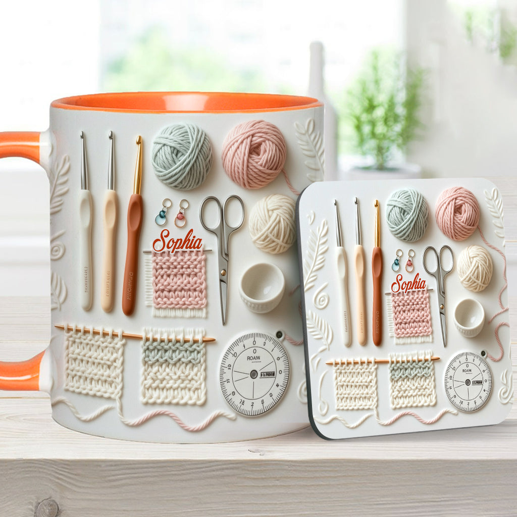 Ich liebe Häkeln – Personalisierte Tasse mit Häkelmotiv