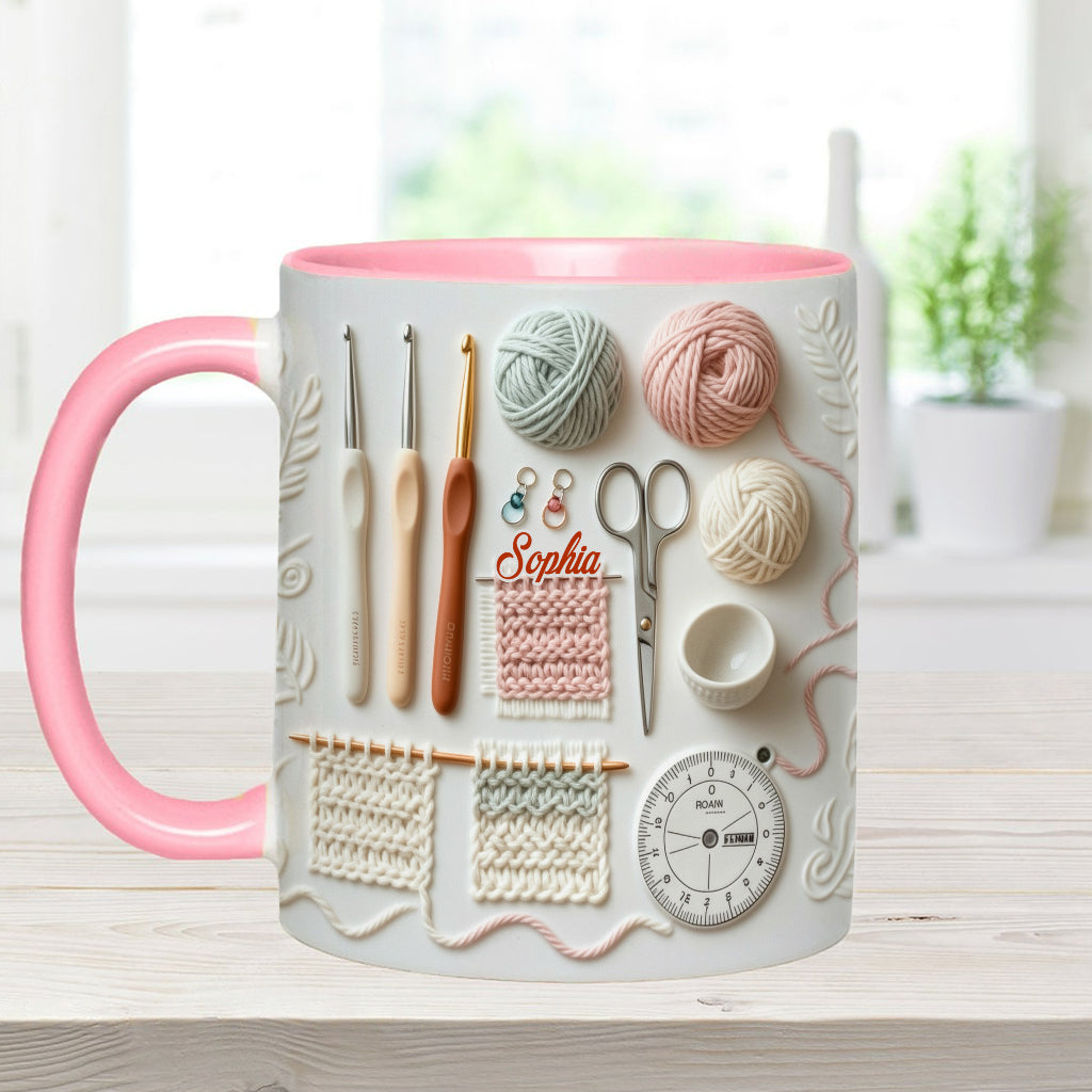 Ich liebe Häkeln – Personalisierte Tasse mit Häkelmotiv