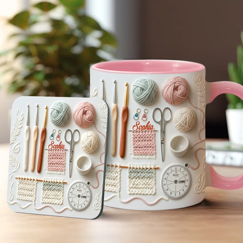 Ich liebe Häkeln – Personalisierte Tasse mit Häkelmotiv