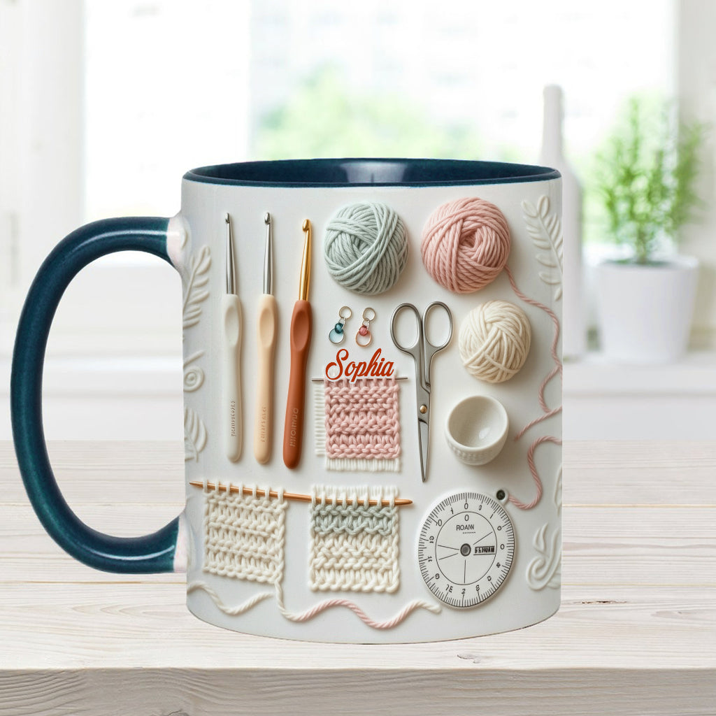 Ich liebe Häkeln – Personalisierte Tasse mit Häkelmotiv