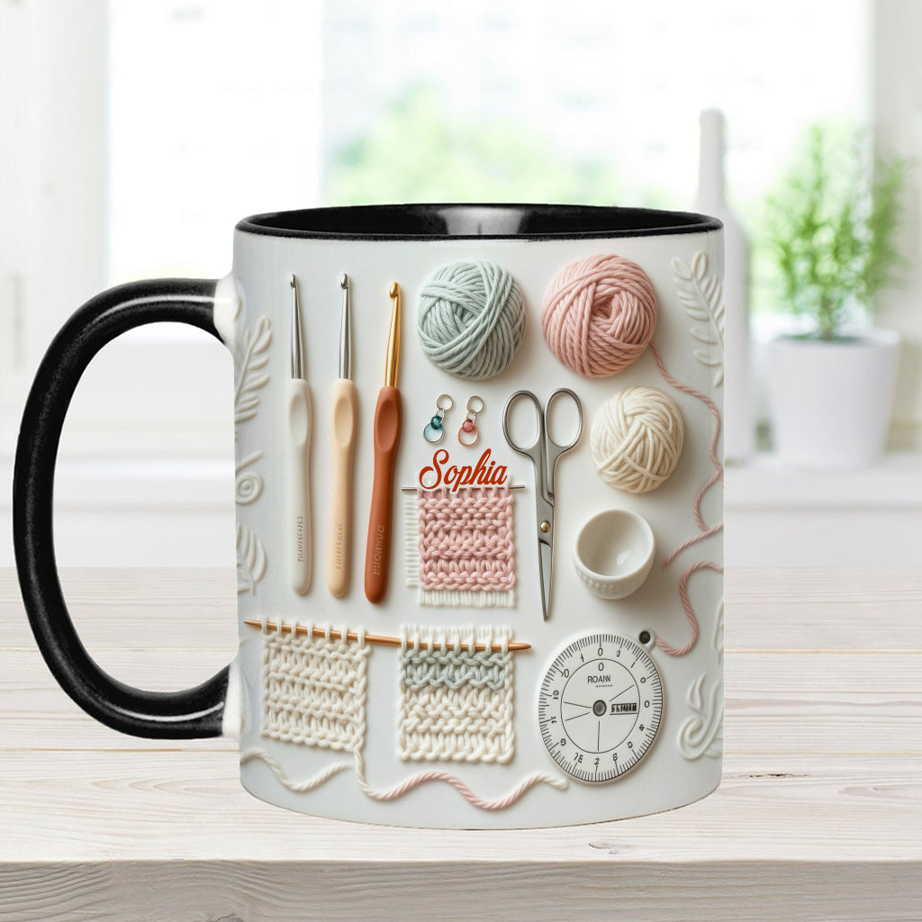 Ich liebe Häkeln – Personalisierte Tasse mit Häkelmotiv