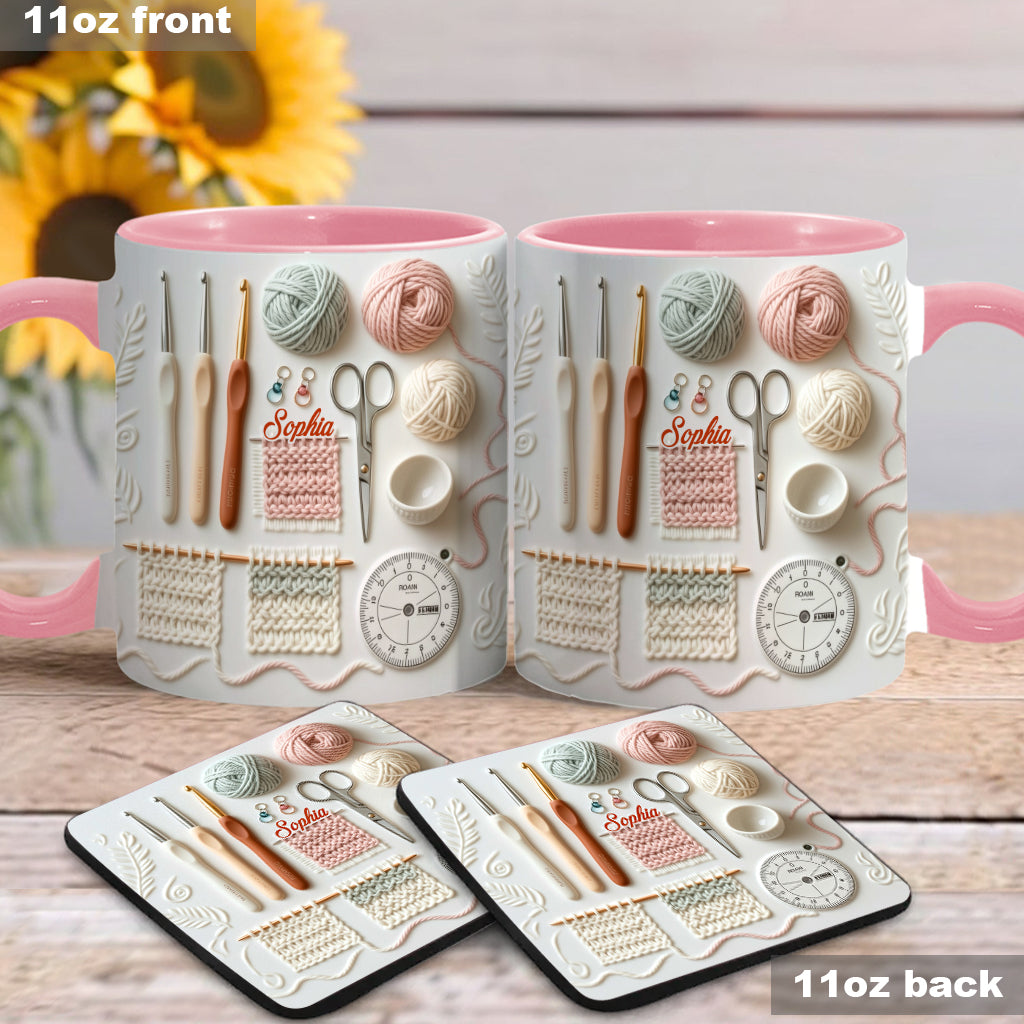 Ich liebe Häkeln – Personalisierte Tasse mit Häkelmotiv