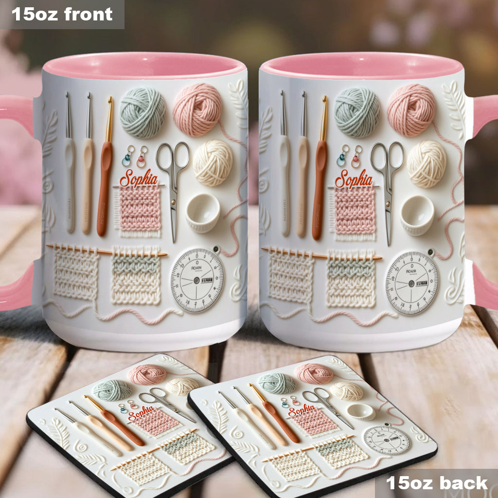 Ich liebe Häkeln – Personalisierte Tasse mit Häkelmotiv