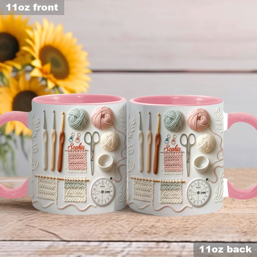 Ich liebe Häkeln – Personalisierte Tasse mit Häkelmotiv