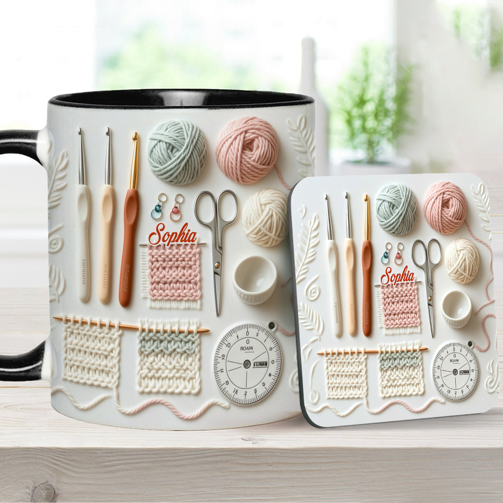 Ich liebe Häkeln – Personalisierte Tasse mit Häkelmotiv