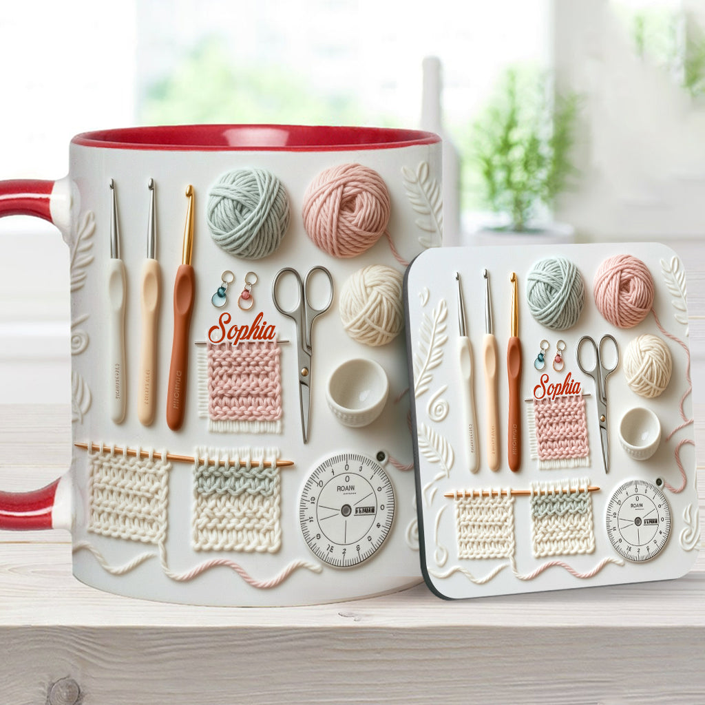 Ich liebe Häkeln – Personalisierte Tasse mit Häkelmotiv