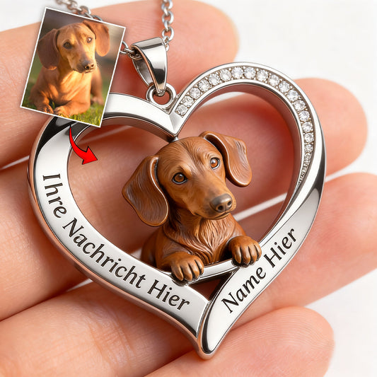 Personalisierte Haustierporträt-Kette - Personalisierte Halskette Mit Hundeförmigem Metallanhänger