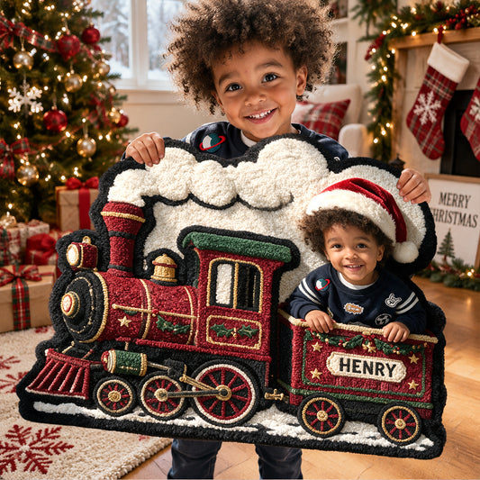 Christmas Train - Personalized Kid Non-Slip Tufted Rug