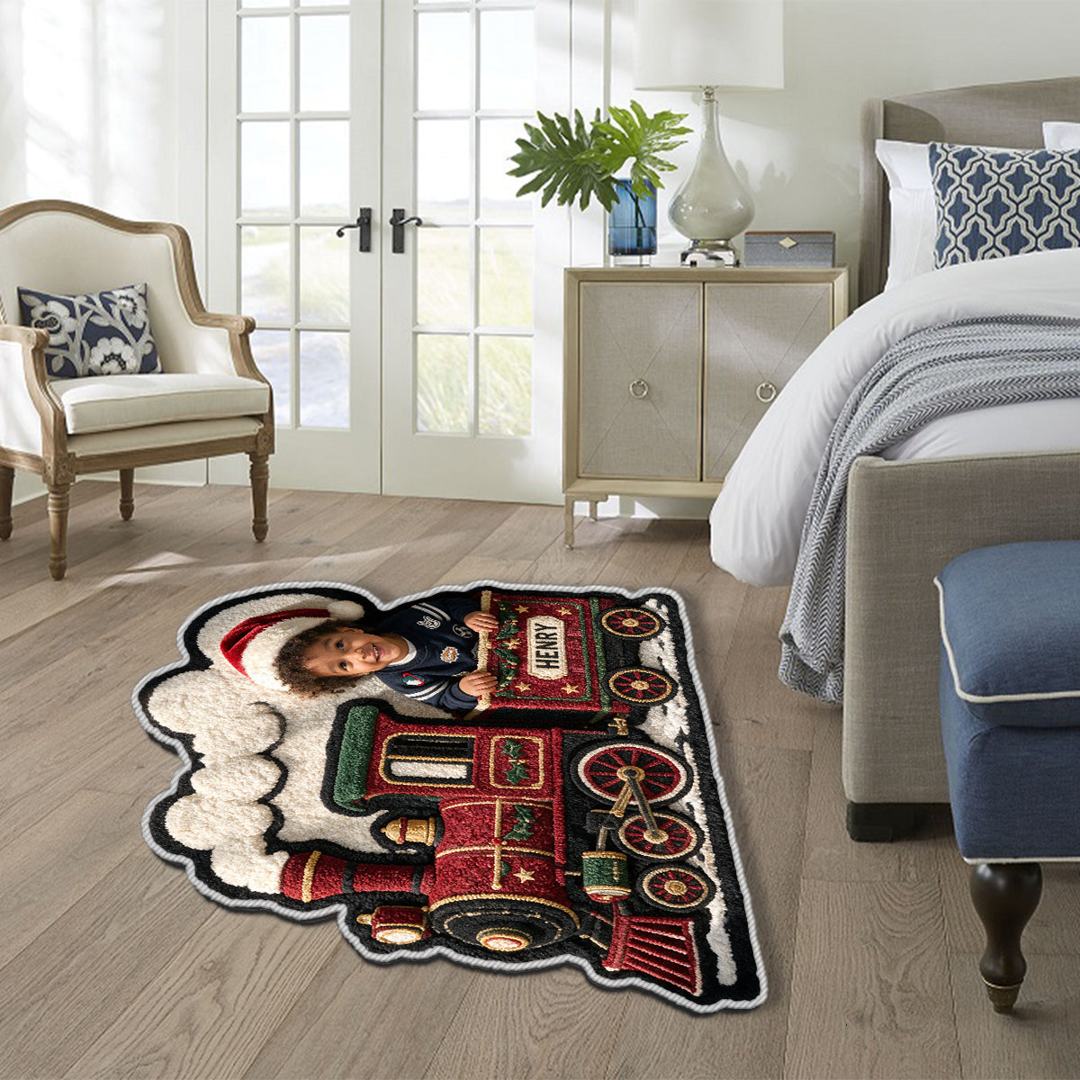 Christmas Train - Personalized Kid Non-Slip Tufted Rug