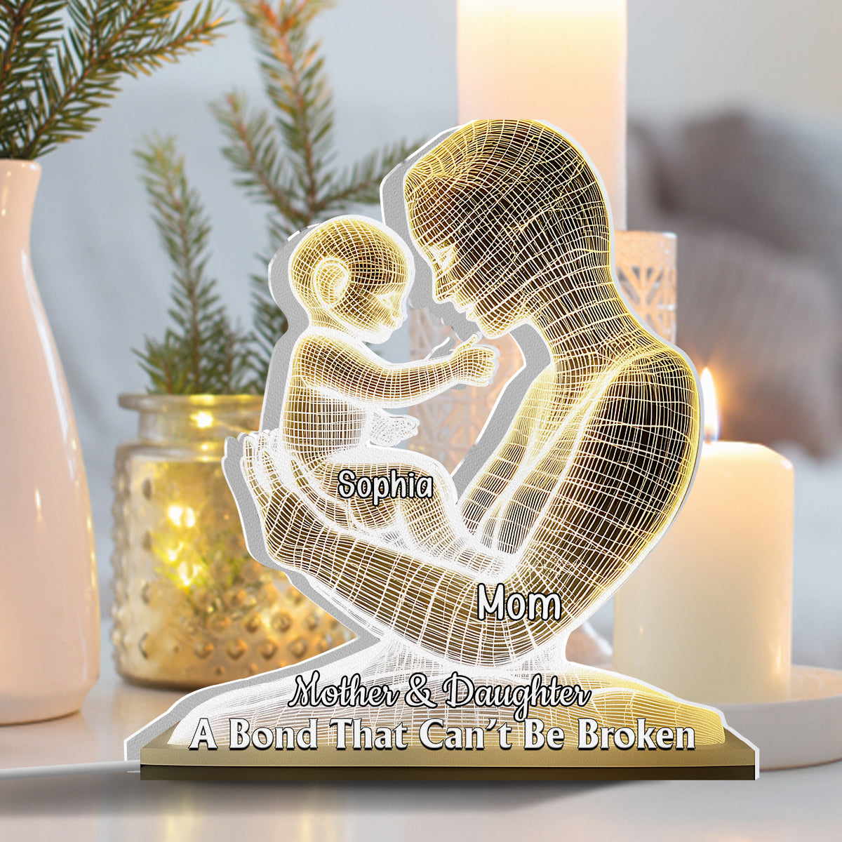 A Bond That Can't Be Broken - Personalized Mother Shaped Light Box