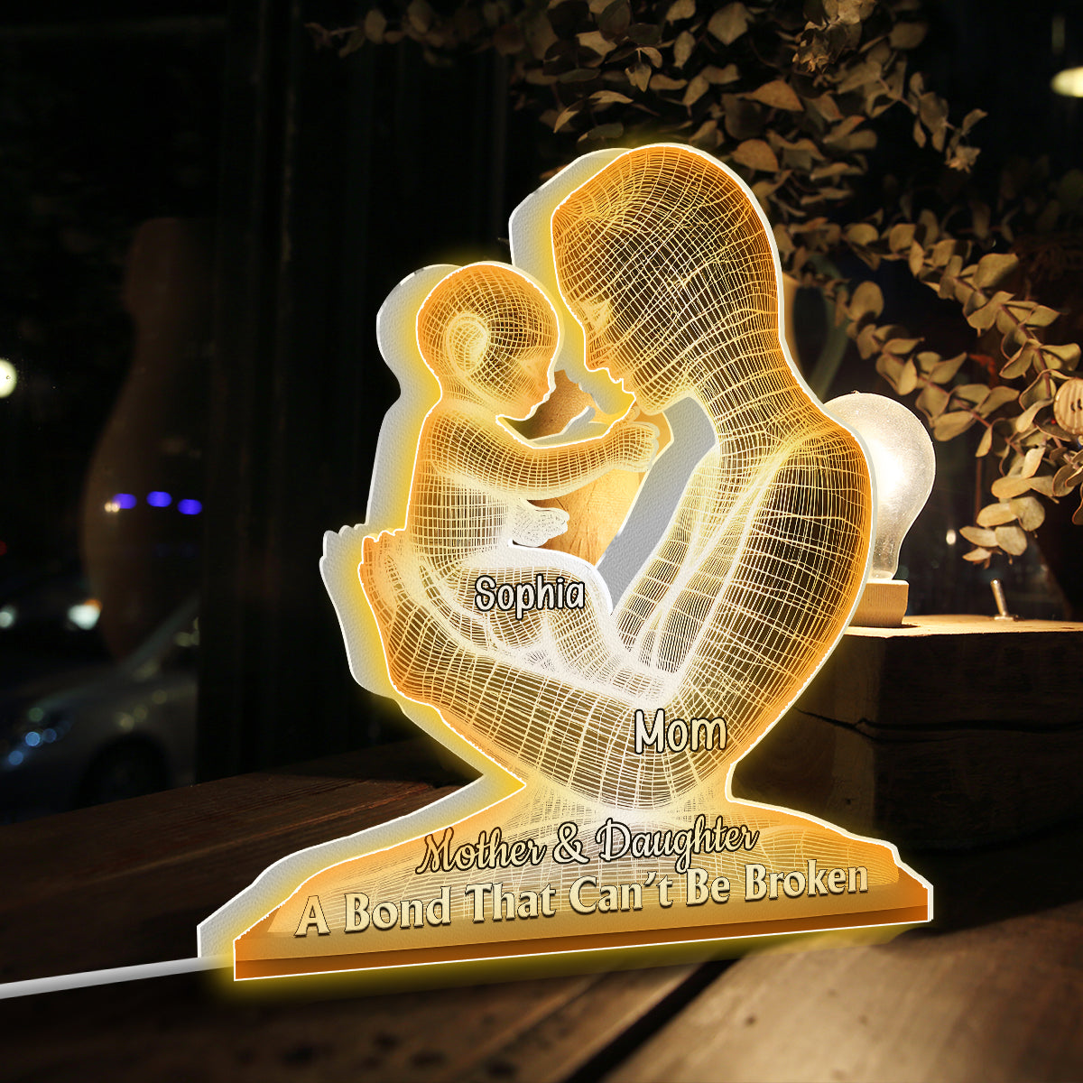 A Bond That Can't Be Broken - Personalized Mother Shaped Light Box