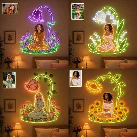 Geburtsmonat Blume, Selbstliebe Geschenk - Personalisierte Neon LED Lichtsign