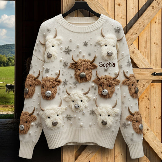 Niedliche Hochlandkühe - Personalisierter Hochlandkuh-Pullover
